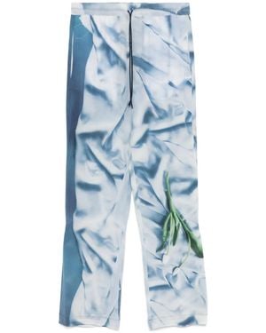 Victoria Beckham Flower Printed Satin Pyjama Trousers - Blue