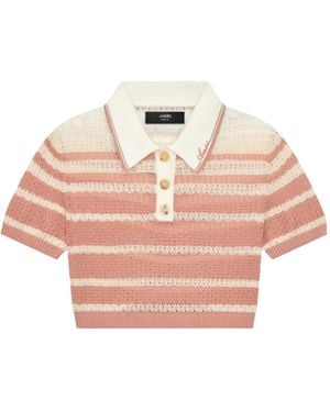 Amiri Off- Stripe Cropped Polo - Multicolour