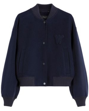 Weekend by Maxmara Zelante Button-Up Bomber Jacket - Blue