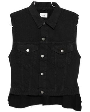 Haikure Ryder Frayed Denim Vest - Black