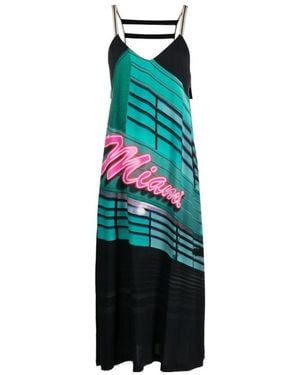 Palm Angels Miami V-Neck Midi Dress - Green