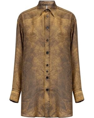 MM6 by Maison Margiela Cut-Out Detailed Tie-Dye Shirt - Brown