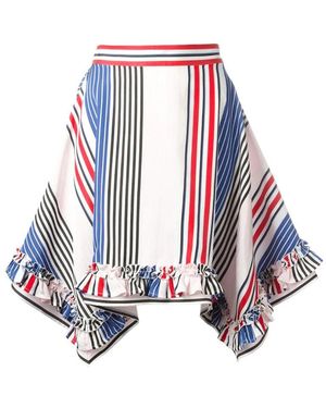 MSGM Sharp-Angled Striped Skirt - White