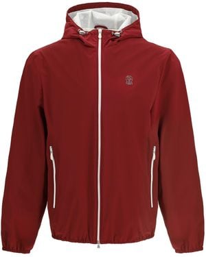 Brunello Cucinelli Waterproof Jacket With Hood - Red