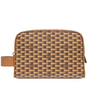 Bally Printed Zipper Handbag - Brown