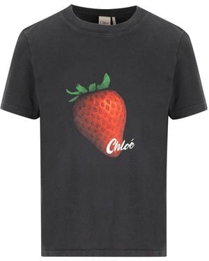 Chloé Graphic Crew Neck T-Shirt - Black