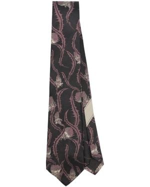 Dries Van Noten Printed Silk Tie - White