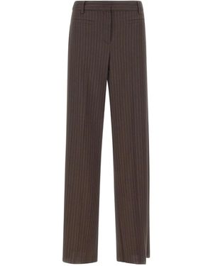 Marella Finale Pinstriped Wide-Leg Pants - Brown
