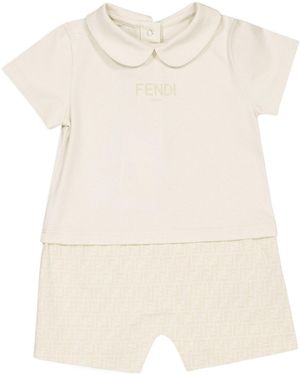 Fendi Short-Sleeve Romper - Natural