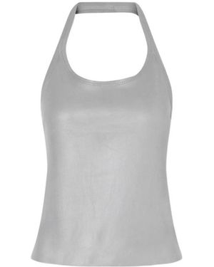 Stouls Leather Neck-Hanging Top - Grey