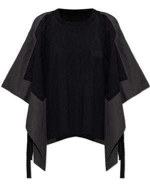 MM6 by Maison Margiela Round-Neck Panelled Blouse - Black
