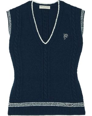 PUCCI V-Neck Knitted Vest - Blue