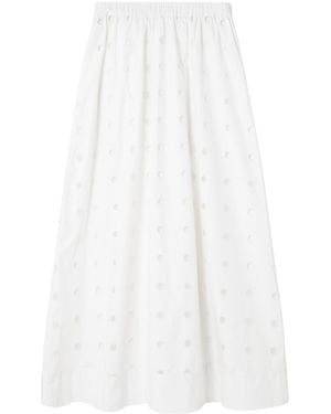 Posse Peggy Broderie Anglaise Cotton-Poplin Midi Skirt - White