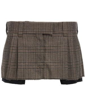 Miu Miu Pleated Belt Loop Skirt - Brown