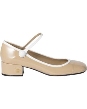 Miu Miu Logo-Lettering Pumps - Natural