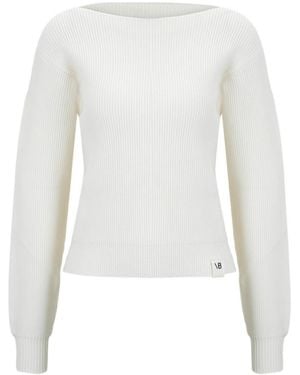 Victoria Beckham Long-Sleeve Solid-Color Knit Top - White