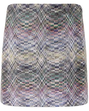 Missoni Striped Metallic Crochet-Knit Mini Skirt - Grey