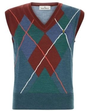 Vivienne Westwood Argyle Knitted Vest - Blue