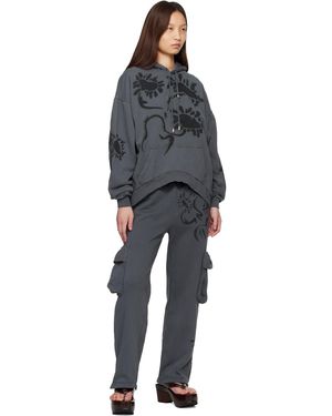 Collina Strada Charcoal Daisies Round Hem Hoodie - Black
