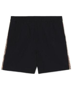 Burberry Check-Trim Elasticated Waist Shorts - Black