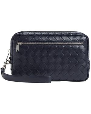 Bottega Veneta Intrecciato Pouch With Wristlet - Blue