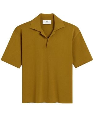 Ami Paris Fine-Knit Polo Shirt - Green