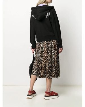 KENZO Logo Printed Hooded Coat - Black