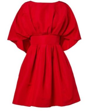 Carolina Herrera Fan Gathered Silk Minidress
