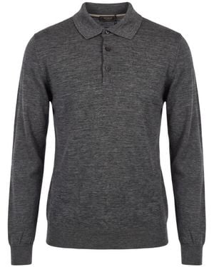 Peserico Long-Sleeve Polo-Collar Jumper - Grey