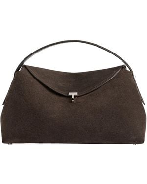 TOTEME T-Lock Suede Top-Handle Shoulder Bag - Brown
