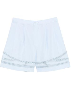 Ermanno Scervino Lace-Trim Pleated Shorts - Blue
