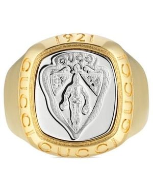 Gucci Crest Signet Ring - Metallic