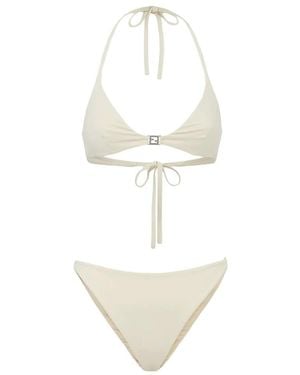 Fendi Ff Detailed Two-Piece Swimsuit - White