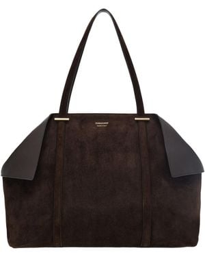 Ferragamo Ferragamo Large Folded-Sides Top Handle Bag - Black