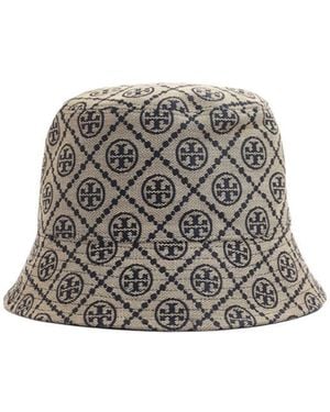 Tory Burch Logo Monogram Bucket Bag - Grey