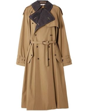 Carven Double-Breasted Wool-Felt Trimmed Cotton-Blend Twill Trench Coat - Natural