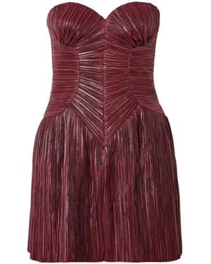 Cult Gaia Strapless Plissé-Satin Mini Dress - Purple