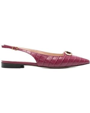 Twinset Crocodile-Effect Slingback Pumps - Purple