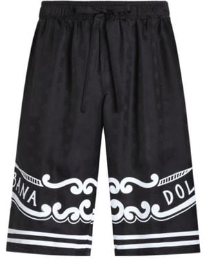 Dolce & Gabbana Bandanna Printed Bermuda Shorts - Black