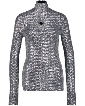 Rabanne Rabanne Sequin Turtle-Neck Top - Blue