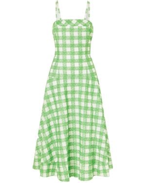 Rosie Assoulin Checked Cotton Midi Dress - Green