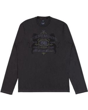 Armani Jeans Logo Long-Sleeved T-Shirt - Black