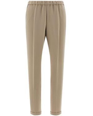 Alberto Biani Elasticated Pleat Trousers - Natural