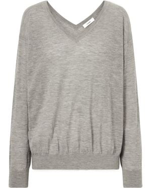FRAME The Crinkle V-Neck Jumper - Grey