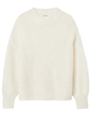 Soft Goat Round-Neck Knitted Sweater - White