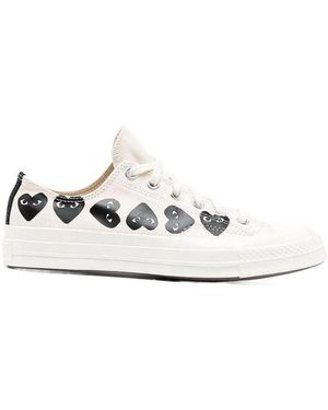 COMME DES GARÇONS PLAY Printed Lace Low-Cut Skate Shoes - White