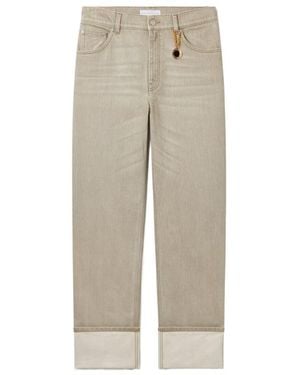 Stella McCartney Logo-Patch Turn-Up Jeans - Natural