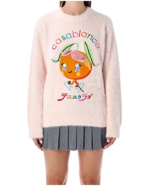 CASABLANCA Logo-Embroidered Brushed Jumper - White