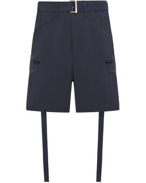 Sacai Matte Belted Taffeta Shorts - Blue