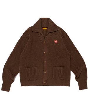 Human Made Heart-Patch Wool Cardigan - Brown